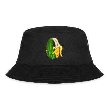 Banane und Gurke in Umarmung - Bucket Hat - Schwarz - Vorne - Lela (165cm)