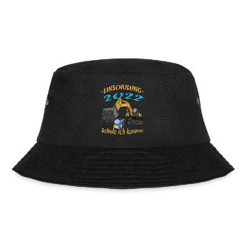 Einschulung 2022 Bagger Schule ich komme - Bucket Hat - Schwarz - Vorne - Lela (165cm)