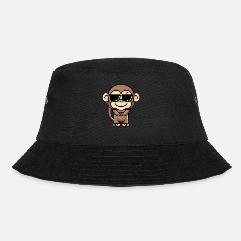 Monkey Emoticon Emotion Monkey Lover - Bucket Hat - black