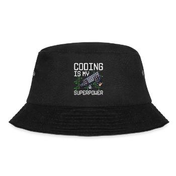 Coding Is My Superpower Programming Coder Computer - Bucket Hat - Schwarz - Vorne - Lela (165cm)