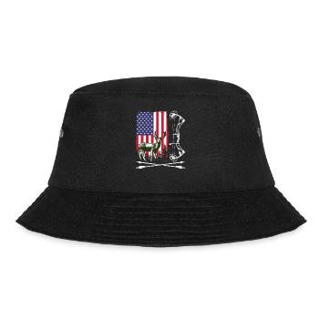 Bow Hunting American Hunter USA Flag Deer Hunt - Bucket Hat - black - Front - Lela (165cm)