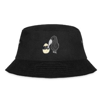 Crow with baby crow - Bucket Hat - black - Front - Lela (165cm)