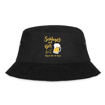 Schlager und Bier darum bin ich hier Malle Spruch - Bucket Hat - Schwarz - Vorne - Lela (165cm)