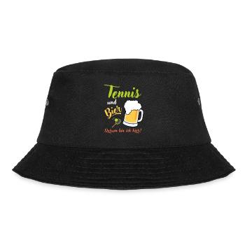 Tennis und Bier Spruch Geschenk Tennisspieler - Bucket Hat - Schwarz - Vorne - Lela (165cm)