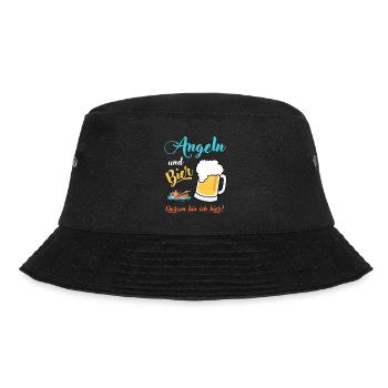 Angeln Bier Angler Fischer Sprüche Geschenkidee - Bucket Hat - Schwarz - Vorne - Lela (165cm)
