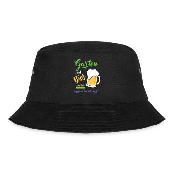 Garten und Bier Hobbygärtner Gartenbau Geschenk - Bucket Hat - Schwarz - Vorne - Lela (165cm)