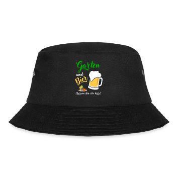 Garten und Bier darum bin ich hier Gärtner Spruch - Bucket Hat - Schwarz - Vorne - Lela (165cm)