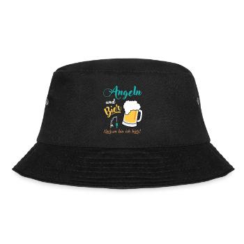 Angeln Bier Angler Fischer Spruch Geschenkidee - Bucket Hat - Schwarz - Vorne - Lela (165cm)