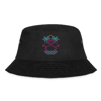 Retro Summer Tropical Bird Gift Pink Flamingo - Bucket Hat - black - Front - Lela (165cm)