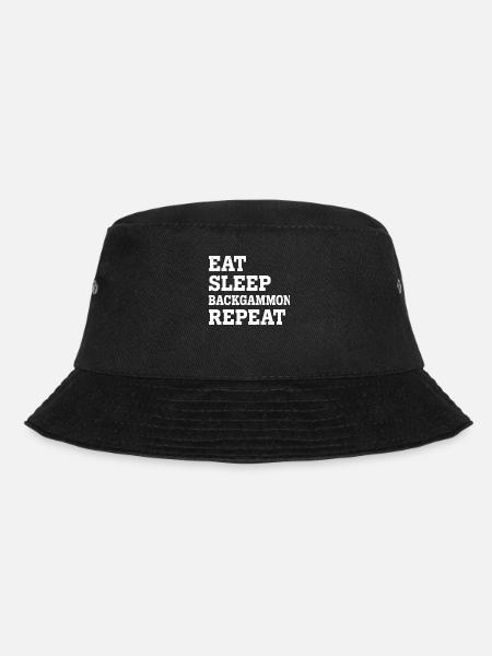 EAT SLEEP BACKGAMMON REPEAT FUNNY SARCASTIC - Bucket Hat - Schwarz