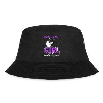 I Shoot like a girl want a lesson? Schützenkönigin - Bucket Hat - black - Front - Lela (165cm)