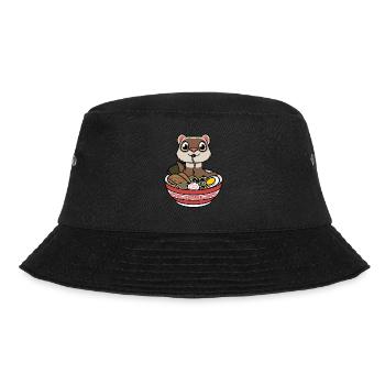 Ferret Eats Ramen Noodles Anime Kawaii - Bucket Hat - black - Front - Lela (165cm)