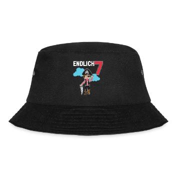 7.Geburtstag Pirat Piraten Geschenk - Bucket Hat - Schwarz - Vorne - Lela (165cm)