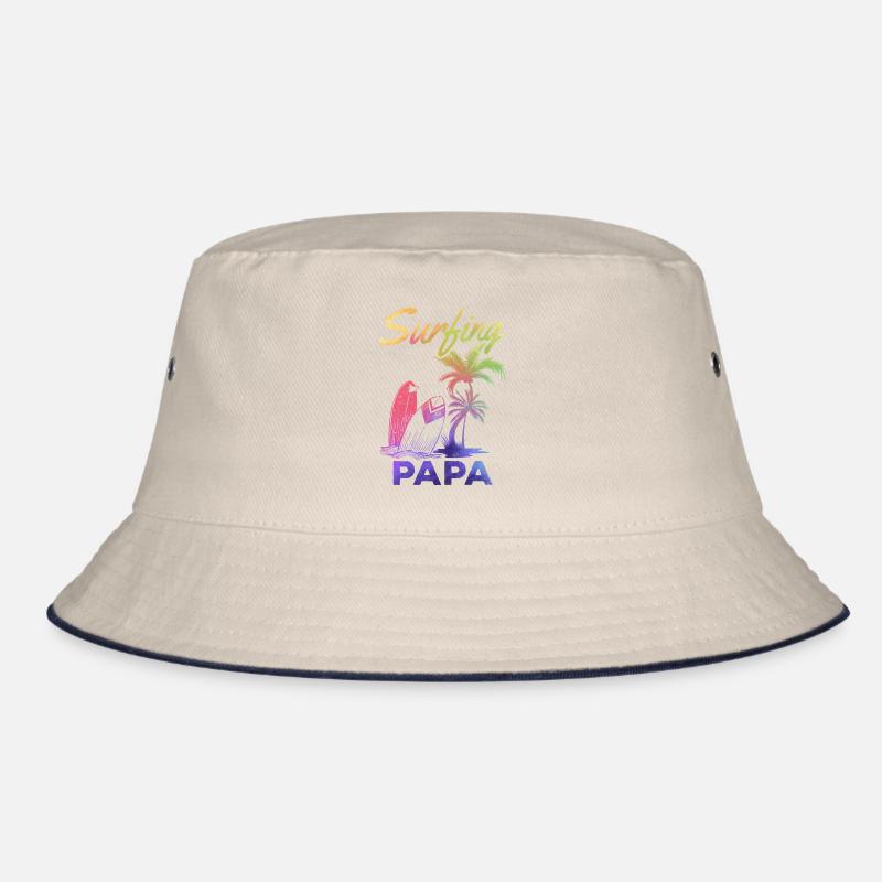 Wave Surf Papa Surf Papa Surfboard Surfer Papa Bucket Hat