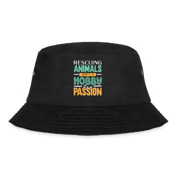 Tiere zu retten ist kein Hobby, sondern eine Passi - Bucket Hat - Schwarz - Vorne - Lela (165cm)