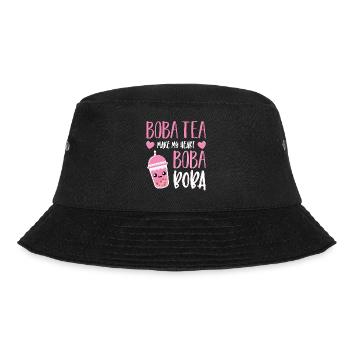 Powered By Tea Bubble Milk Tea Lovers Geschenkidee - Bucket Hat - Schwarz - Vorne - Lela (165cm)