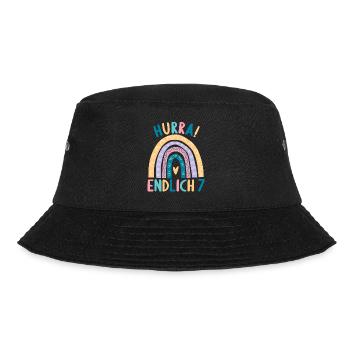 7 Jahre Rainbow Regenbogen 7. Geburtstag - Bucket Hat - Schwarz - Vorne - Lela (165cm)