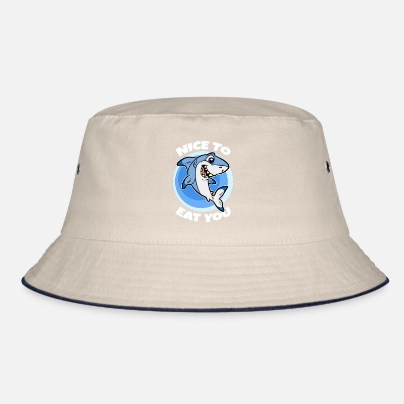 Nice To Eat You Funny Shark Bucket Hat