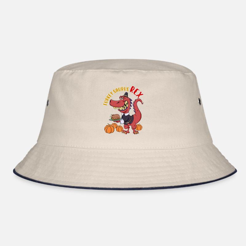 Turkey Saurus Rex I TRex Pilgrim Hat I Dinosaur Bucket Hat
