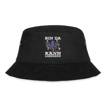 Bin da Kann losgehen Oktopus Achtarmig - Bucket Hat - Schwarz - Vorne - Lela (165cm)