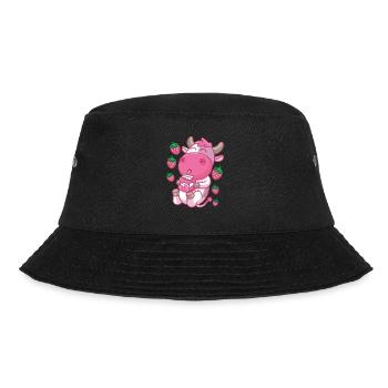 Kawaii Cow Strawberry Milk Anime - Bucket Hat - black - Front - Lela (165cm)