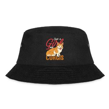 Girl Gift Dog Owner Dog Welsh Corgi - Bucket Hat - black - Front - Lela (165cm)