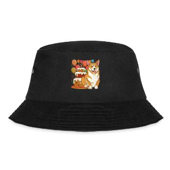 Corgi Hund Geburtstag Geschenkidee Welsh Corgi - Bucket Hat - Schwarz - Vorne - Lela (165cm)