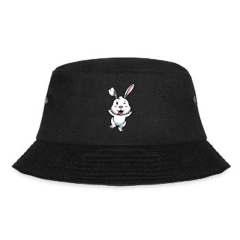 White Rabbit Emoticon Rabbit - Bucket Hat - black - Front - Lela (165cm)