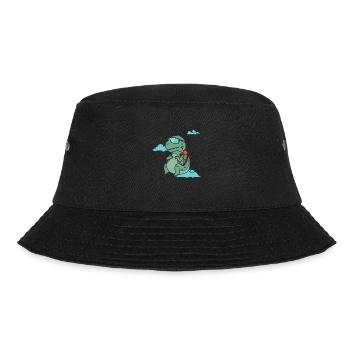 Dino beim Fallschirmsprung Dinosaurier - Bucket Hat - Schwarz - Vorne - Lela (165cm)