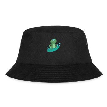 Dino surft cool Dinosaurier Reptil Tier - Bucket Hat - Schwarz - Vorne - Lela (165cm)