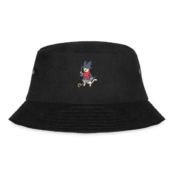 Zauberer und Magier - zaubernde Katze - Bucket Hat - Schwarz - Vorne - Lela (165cm)