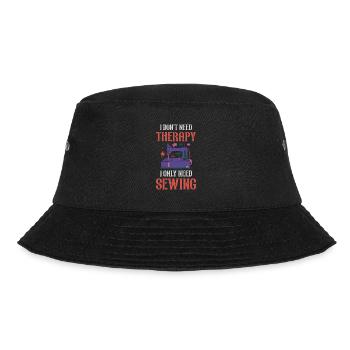 Ich brauche keine Therapie, ich brauche nur Nähen - Bucket Hat - Schwarz - Vorne - Lela (165cm)