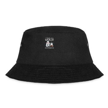 Komme was Wolle ich stricke das Stricker Geschenk - Bucket Hat - Schwarz - Vorne - Lela (165cm)
