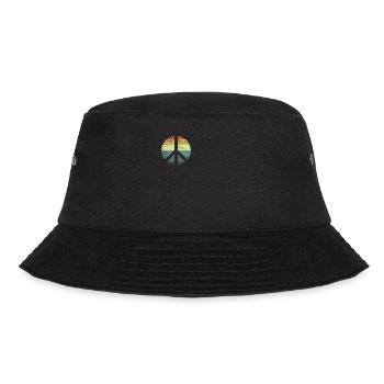 Retro Vintage Design Friedenszeichen Peace Zeichen - Bucket Hat - Schwarz - Vorne - Lela (165cm)