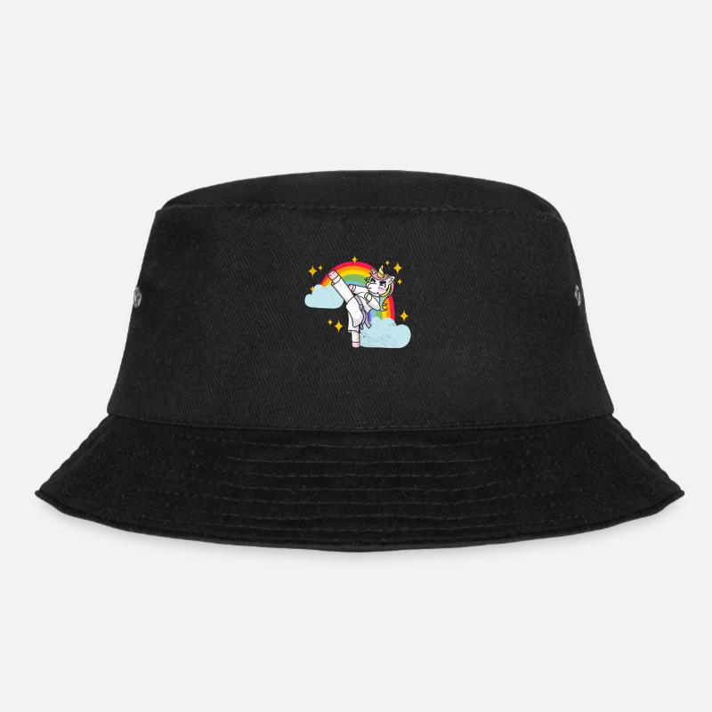 Lustige Karate Kampfsportarten Regenbogen Einhorn - Bucket Hat - Schwarz