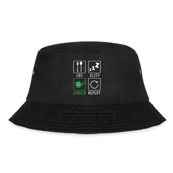 Eat Sleep Garden Repeat - Gardening Botanical - Bucket Hat - Schwarz - Vorne - Lela (165cm)