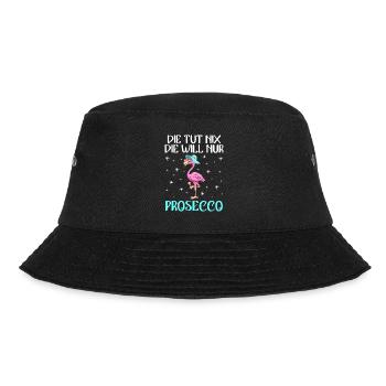 Damen Feiern Party Die will nur Prosecco - Bucket Hat - Schwarz - Vorne - Lela (165cm)
