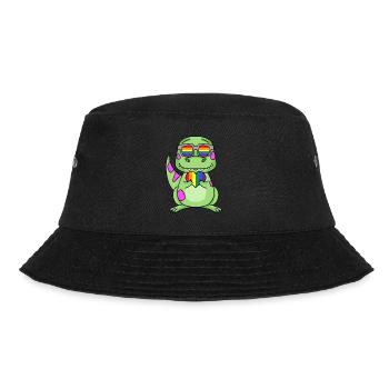 LGBT Tier Dinosaurier Regenbogen Herz - Bucket Hat - Schwarz - Vorne - Lela (165cm)