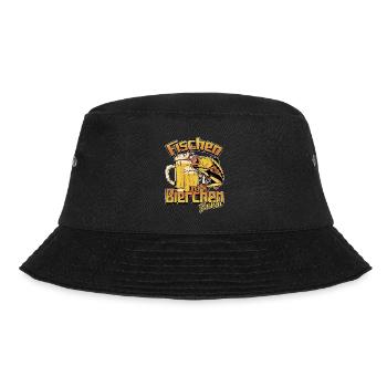 Fischen und Bierchen zischen Angeln Angler Spruch - Bucket Hat - Schwarz - Vorne - Lela (165cm)