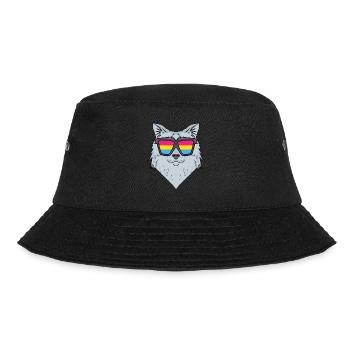 Pansexual Siberian Cat - Cat with Glasses - Bucket Hat - black - Front - Lela (165cm)