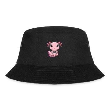 Gamer Axolotl - Kawaii Online Gaming Computer - Bucket Hat - Schwarz - Vorne - Lela (165cm)