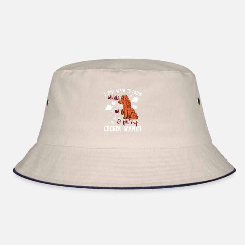 Wine Drink and Pet Cocker Spaniel Bucket Hat
