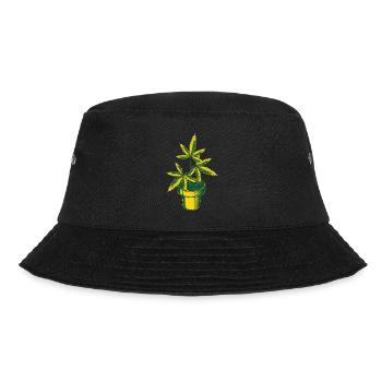 Cannabis Hanfplanze - Bucket Hat - Schwarz - Vorne - Lela (165cm)