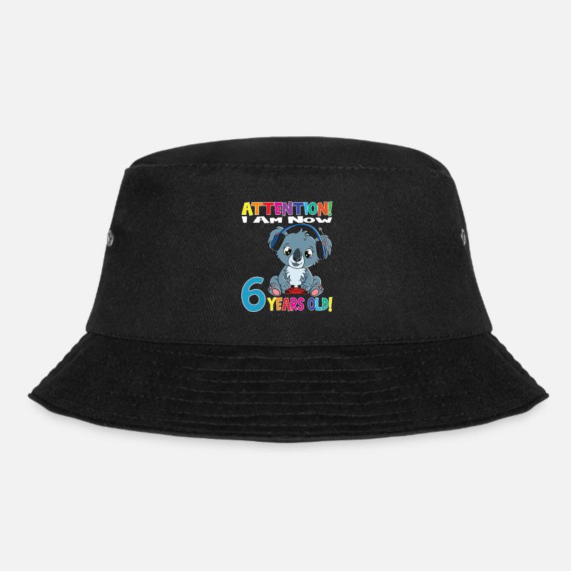 Koala Birthday I Am Now 6 Years Old - Bucket Hat - black