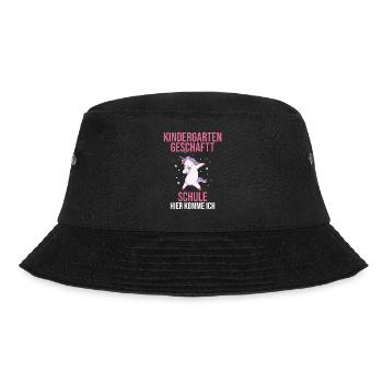 Schulkind Einhorn Schulstart Geschenk - Bucket Hat - Schwarz - Vorne - Lela (165cm)