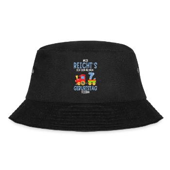 7. Geburtstag Geburtstagsgeschenk mit Eisenbahn - Bucket Hat - Schwarz - Vorne - Lela (165cm)