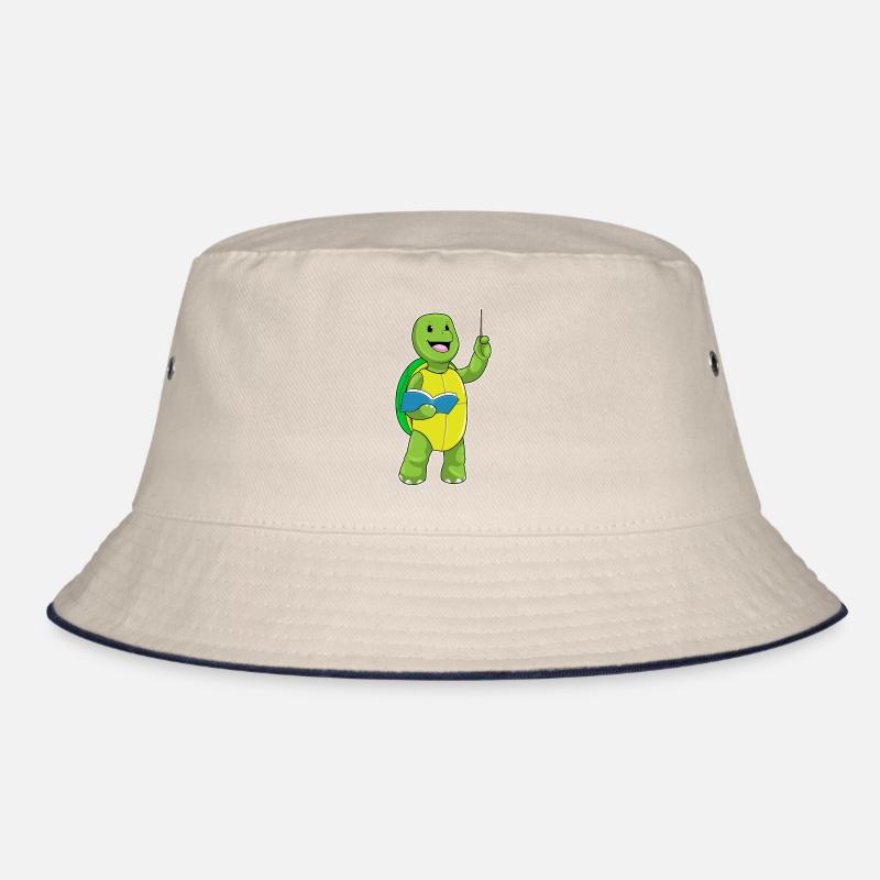 Turtle as a teacher with book & pointer Bucket Hat