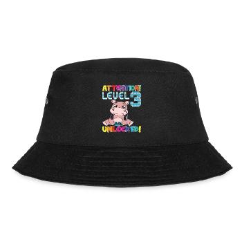 Level 3 Unlocked Gaming Birthday - Bucket Hat - black - Front - Lela (165cm)