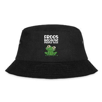 Frösche, Weil Menschen Scheiße Sind - Bucket Hat - Schwarz - Vorne - Lela (165cm)