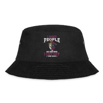 I shoot people, sometimes I cut - Bucket Hat - black - Front - Lela (165cm)
